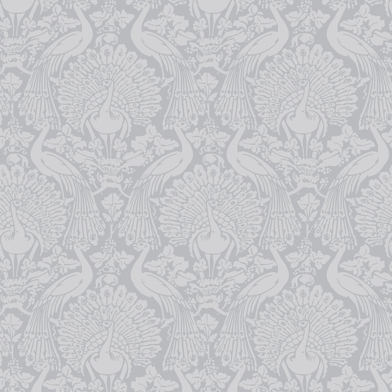 Laura Ashley Peacock Damask Pale Slate Wallpaper