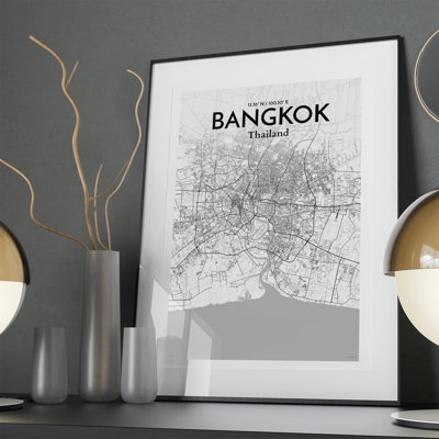 Bangkok City Map in Tones 1 Piece Wall Art