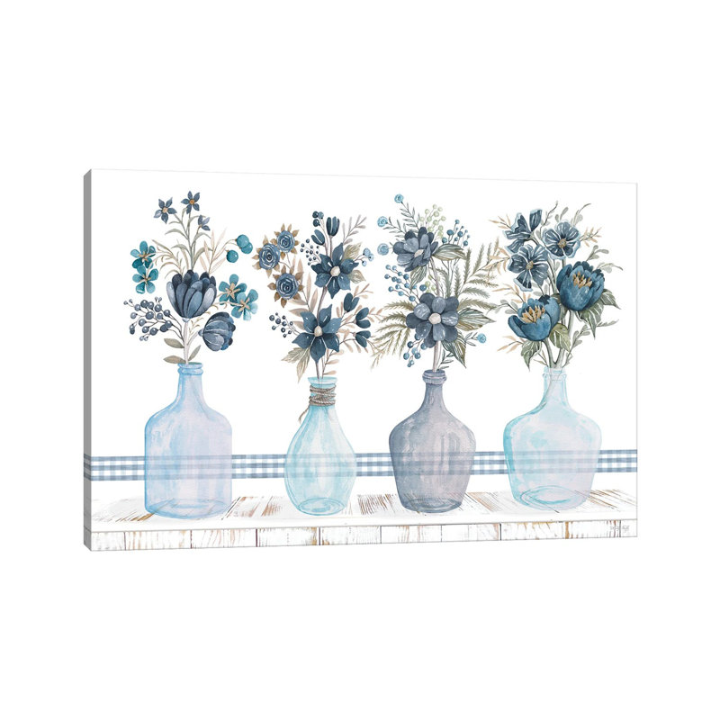 Feeling Blue Florals by Cindy Jacobs - Gallery-Wrapped Canvas Giclée on Canvas, Canvas, 20.32 cm H x 30.48 cm W