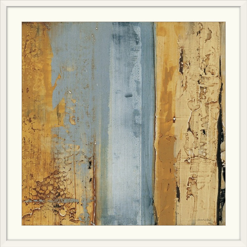 « overlay ii » par sarah west, reproduction d’art Ochre, Blue, H 32 po x l 32 po x P 1 po, Cadre blanc