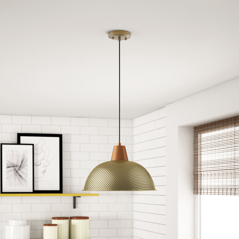 Luminaire suspendu conique à 1 lumière Bernyce, Or, H 78,18 po x l 10,23 po x P 10,23 po