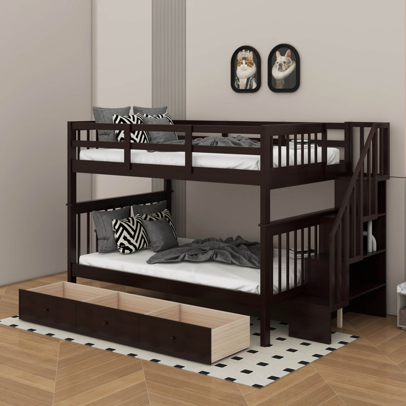 Full Over Full Bunk Bed With Drawer, Espresso