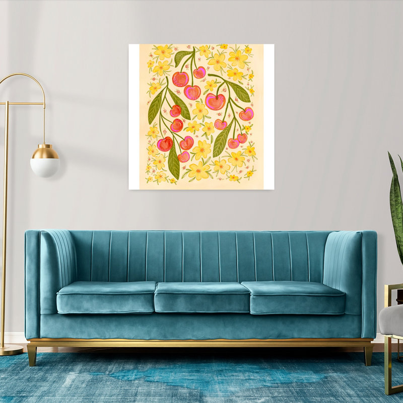 «Summer Cherries and Blooms», art abstrait aux cerises