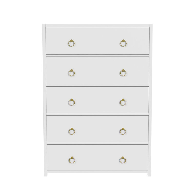 Lark 5 Drawer Dresser, White