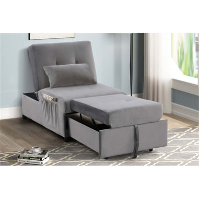 Méridienne convertible en velours avec méridienne réglable et confortable