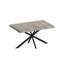 Table de salle à manger rectangulaire de 55,11 po à 70,86 po, plateau Carole gris avec plaque centrale embossée noire, table de salle à manger en fer fin noir avec base en fer fin et boîte de rangement.-612522093
