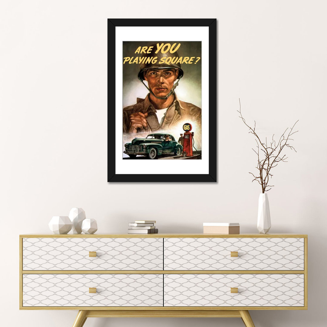 " WWII Propaganda Poster Of A Soldier Overlooking A Man At The Gas Pump " by John Parrot East Urban Home Mat