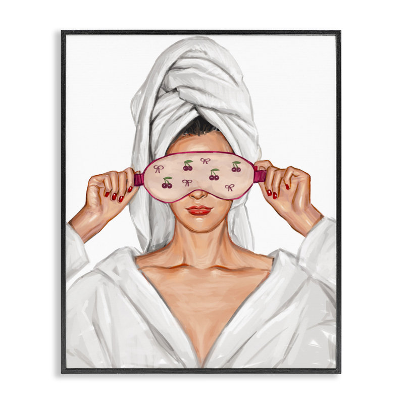 Cherry Eye Mask Fashionista, giclée encadrée, design par Ziwei Li, H 30 po x l 24 po, Giclée encadrée noir minuit