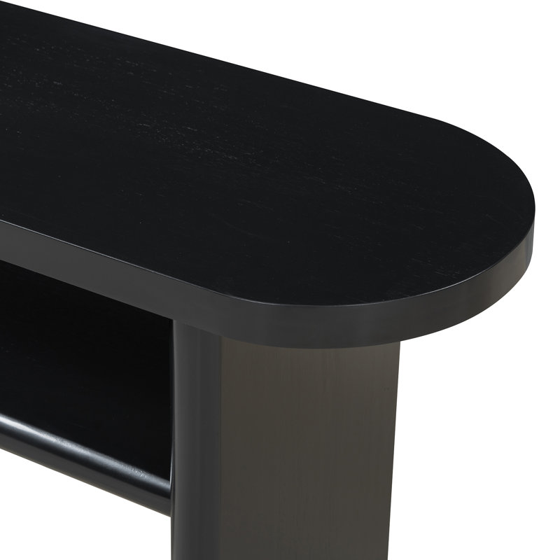 Console minimaliste avec bords arrondis et tablette robuste, alliant élégance et durabilité pour tout espace, Noir