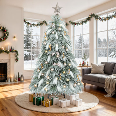 Arbre de Noël illuminé enneigé 6 pi avec lumières Pampas