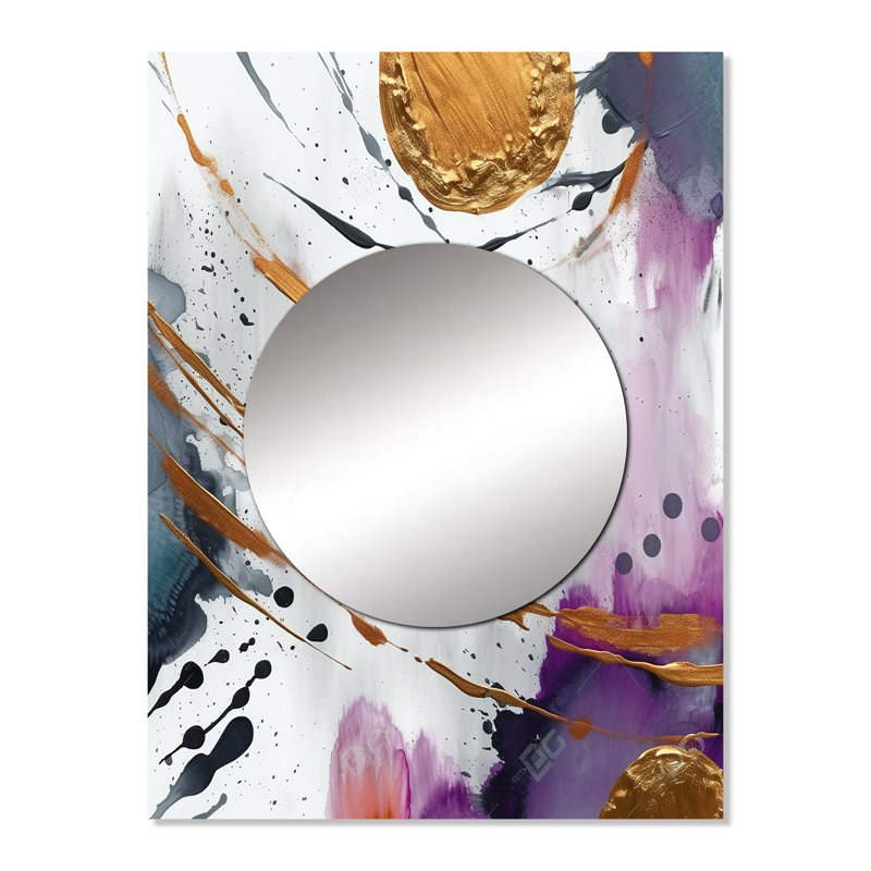 Rashene Bold Circles And Marble Fusion V - grand miroir mural en marbre, miroir moderne unique, impression d'art en métal