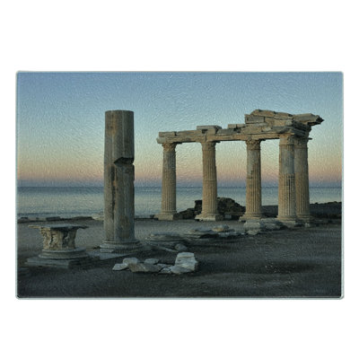 Ambesonne Architecture Tempered Glass Cutting Board Greece Pillars Multicolor