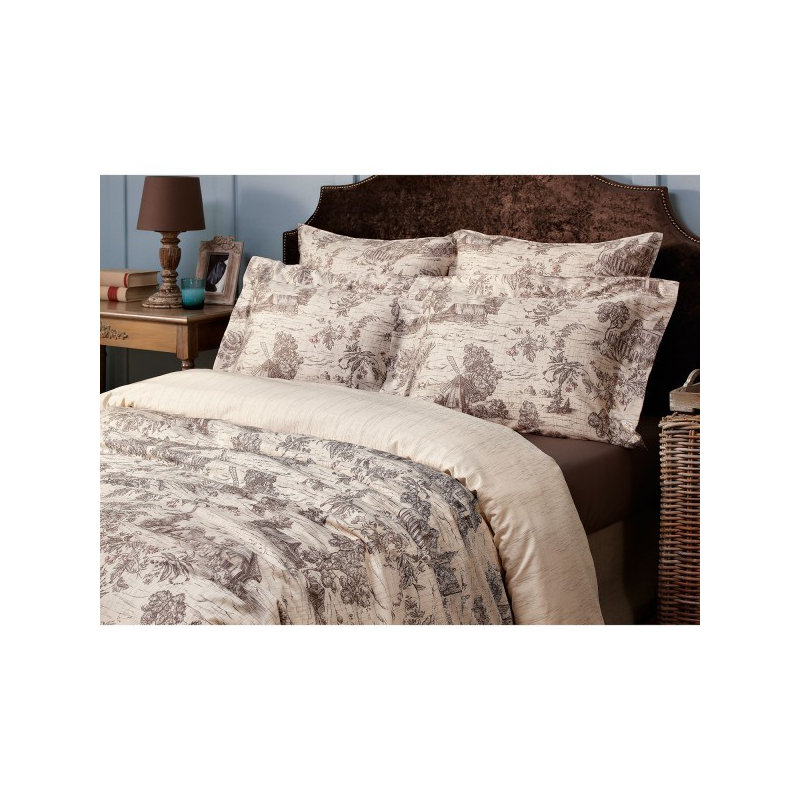 Chateau 100% Cotton Flatweave Toile Flat Sheet, Queen