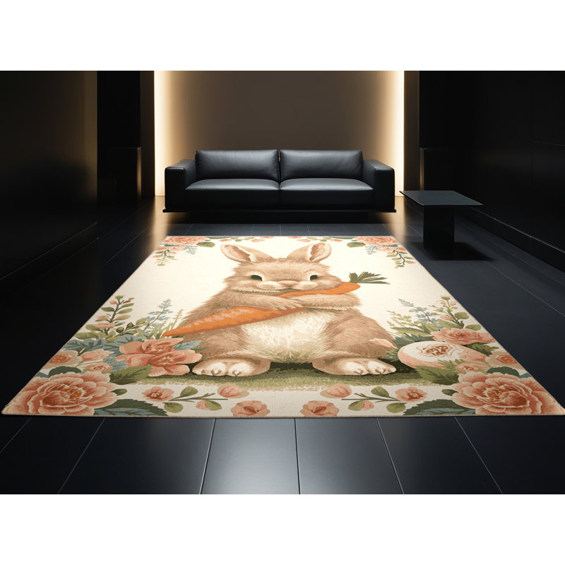 Tapis beige moderne lavable à la machine Wyndmoor, 4 x 6