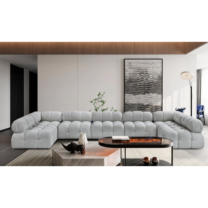 Canapé modulaire 170 po Ames, Tissu gris bouclé
