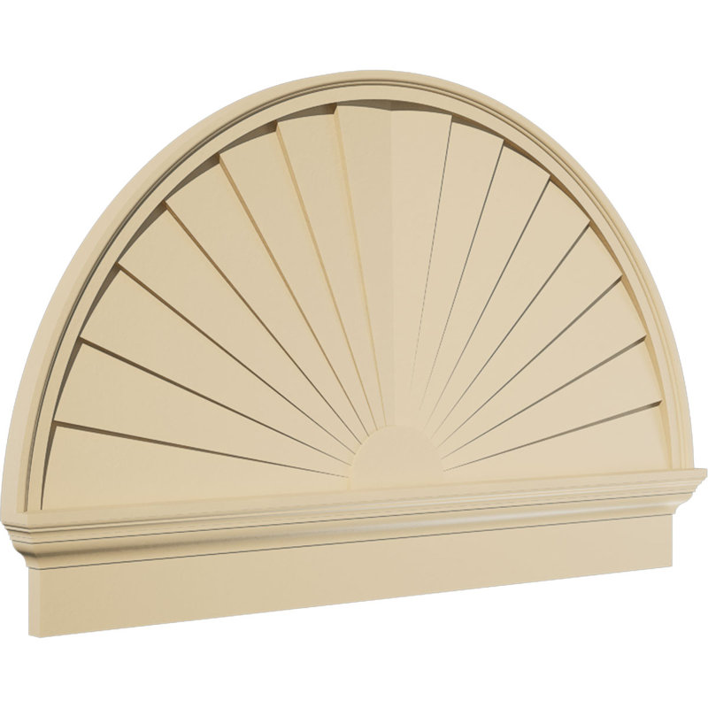 Demi-rond signature fronton en uréthane, brun clair apprêté, 44 po x 28,75 po x 2,75 po, Combinaison, Rayons de soleil