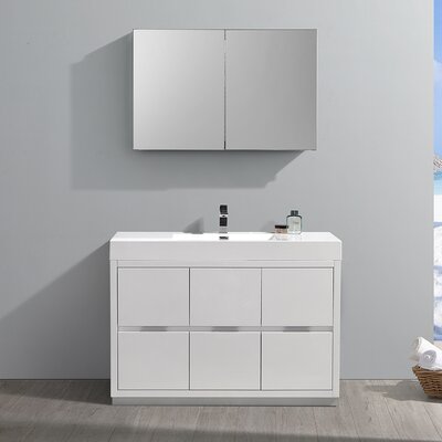 48'' Free-standing Single Bathroom Vanity with Acrylic Vanity Top (Faucet Not Included) -  Fresca, FVN8448WH