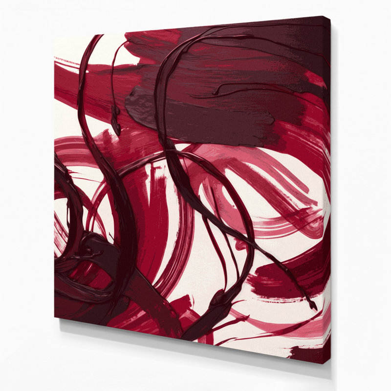 «Lyrical Abstraction 36», art mural sur toile rouge, H 32 po x l 32 po