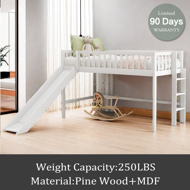 Lit mezzanine simple Jordell pour enfants, Blanc