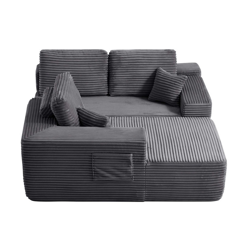 Canapé modulaire de 104 pouces avec méridienne en L, poches latérales, assise profonde et confort modulaire, sans assemblage requis