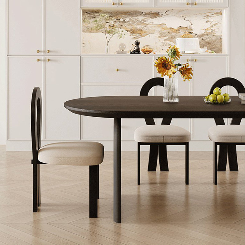 Ensemble de table de salle à manger en bois massif noir., H 29,5 po x L 62,9 po x l 27,5 po