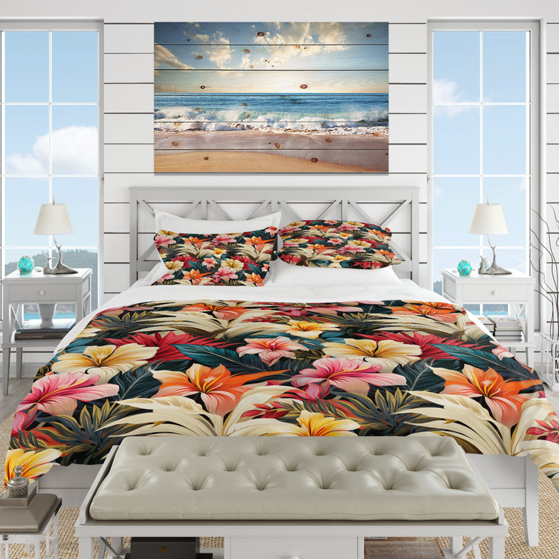 Literie Modern Tropical Botanical Pattern, Housse de couette simple + 1 taie décorative stan