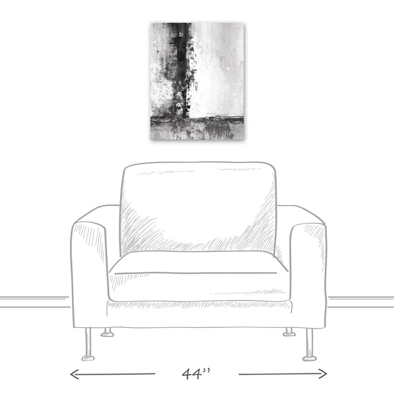'Black and White Textured' Print on Canvas