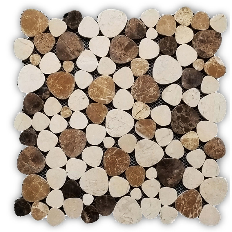 Pebble 12" x 12" Marble Pebbles Mosaic Wall & Floor Tile, Cream