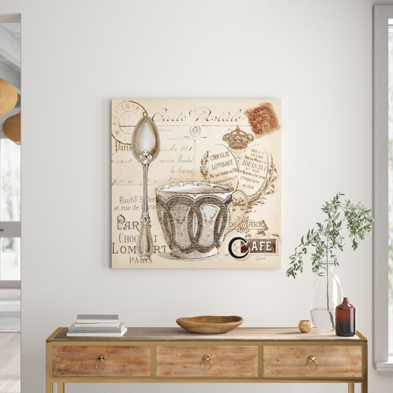 Paris Coffee Postcard II by Tre Sorelle Studios - Wrapped Canvas Print, 91.44cm H x 91.44cm W