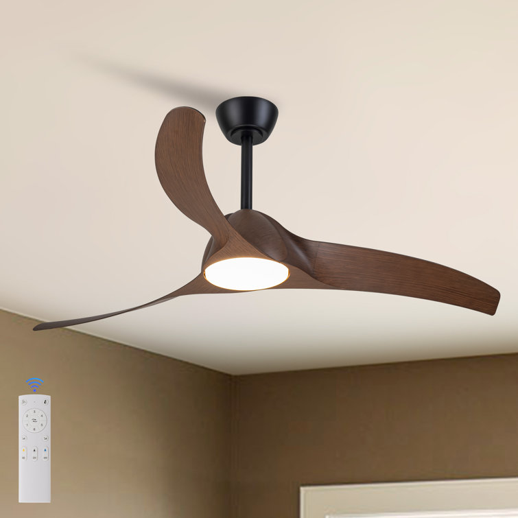 52in. 3-blades Woodgrain Finish Dimmable Changeable 3000k/4000k/5000k Led Ceiling Fan With Remote Control