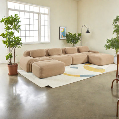 Ergonomic Modular Sofas, Breathable Corduroy, Pet-friendly Curve For Home