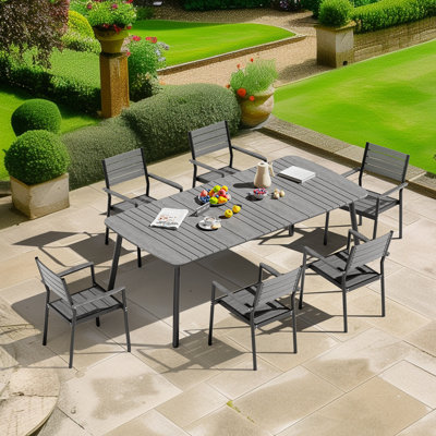Ensemble repas extérieur pour 6 personnes avec chaises empilables (ensemble de 7)