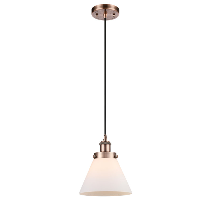 Luminaire suspendu conique à 1 lumière Campbellsburg, Cuivre antique