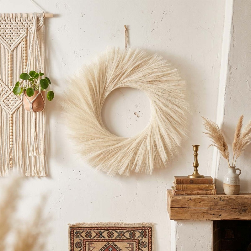 Couronne de 22 po Boho Pampas, Beige