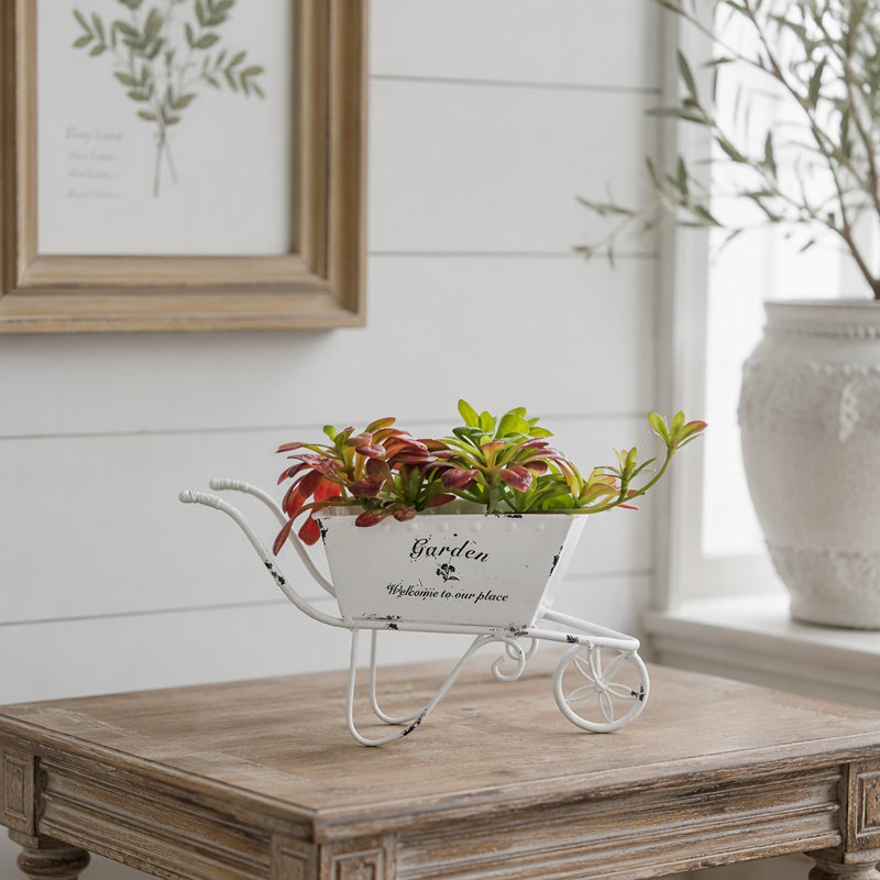 Iron Outdoor Wheelbarrow Planter