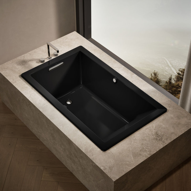 Baignoire en acrylique 60 po x 36 po encastrée avec bain de massage, Noir