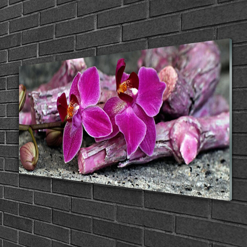 Glasbild Floral Holz Blumen