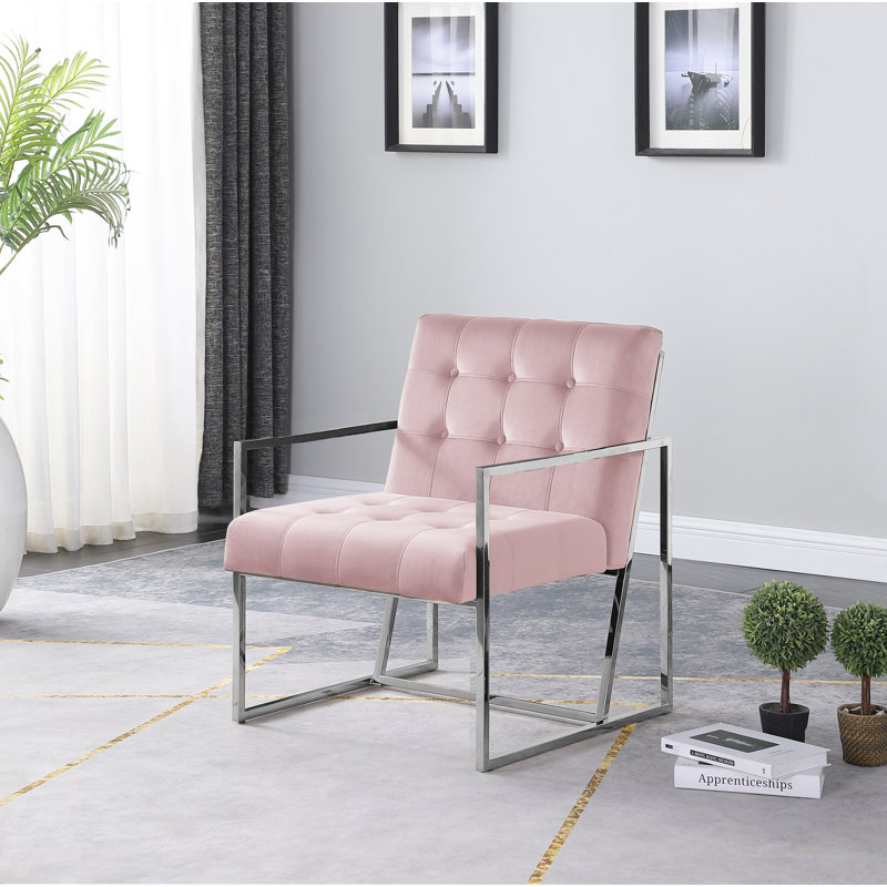 Fauteuil d'appoint Mcfarlin , Rose / velours or, Or
