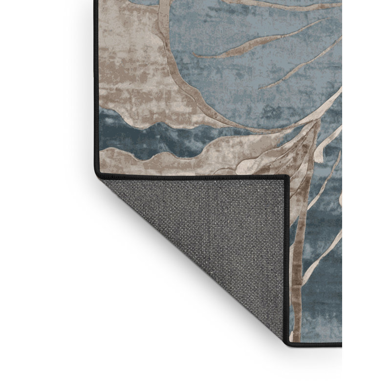 Tapis gris soyeux et moelleux, Rond 8 pi