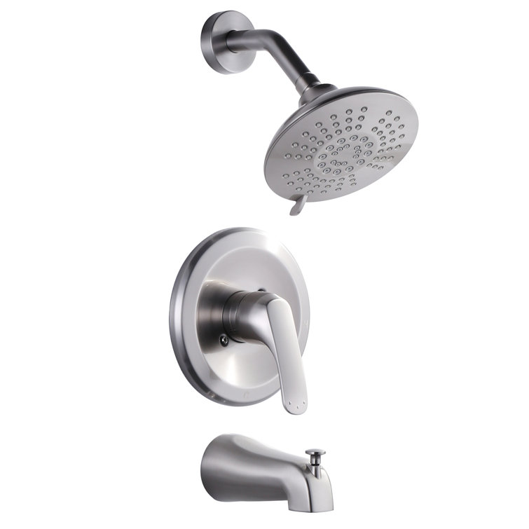 Single Handle 5-Spray Patterns Round Shower Faucet 1.8 Gpm With Corrosion Resistant And Tub Spout