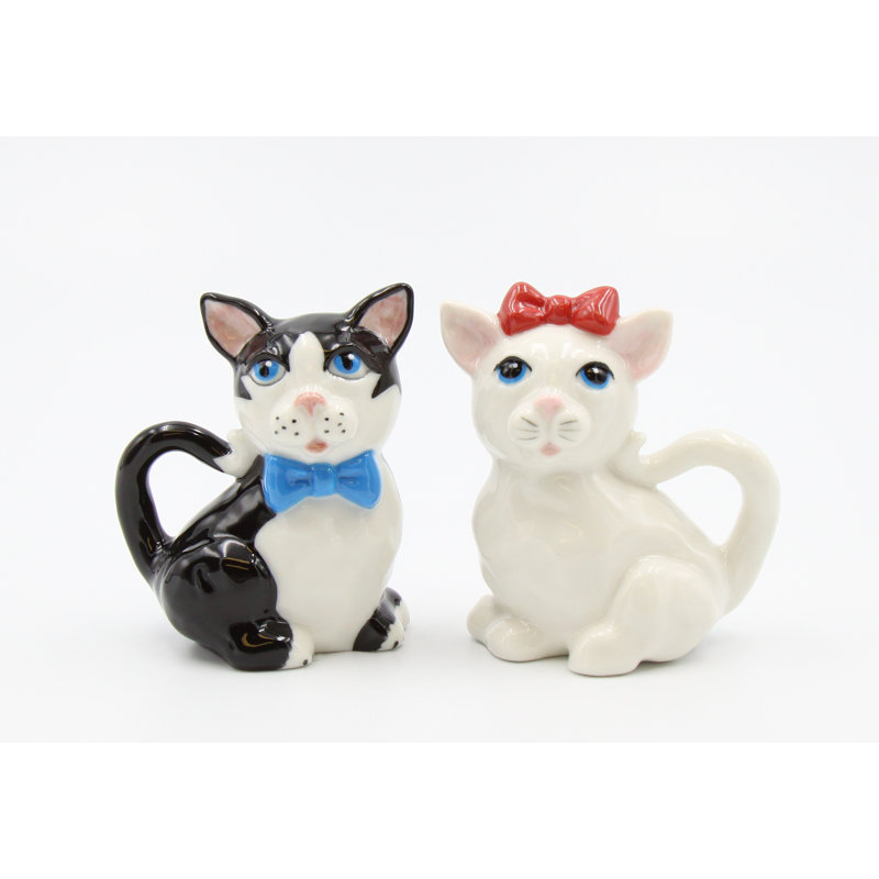 Ensemble salière et poivrière avec chat et nœud papillon Cosmos