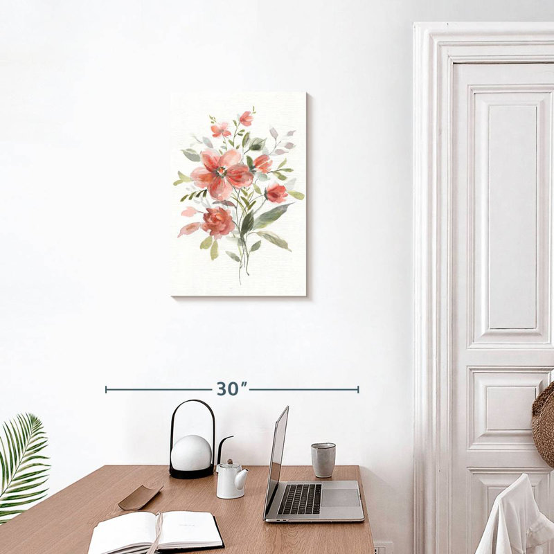 Linen Botanical Coral II, 24" H x 16" W