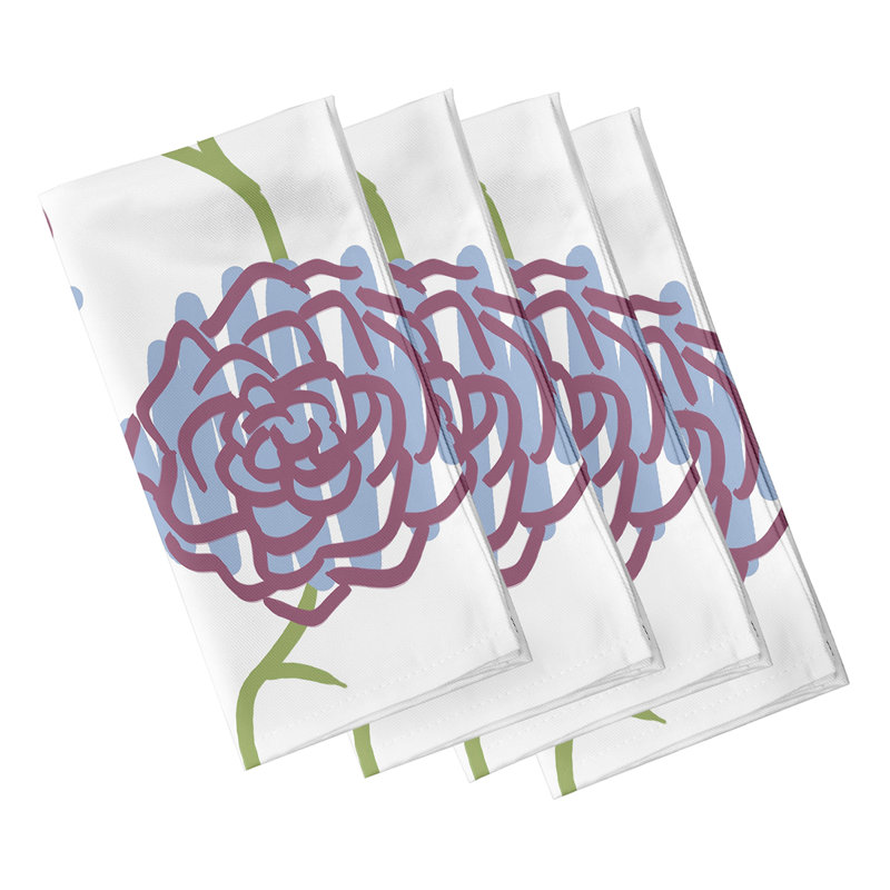 Slezak Polyester Floral Square Napkin, Blue