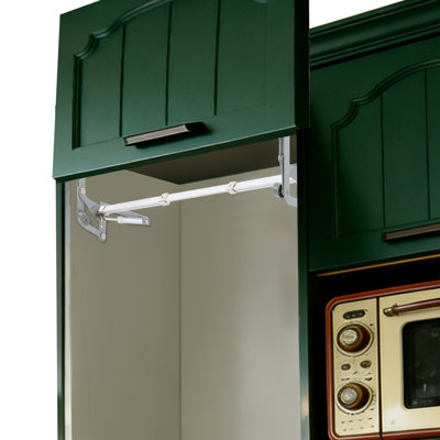 Charnière de porte d'armoire verticale argentée avec bras d'amortisseur pneumatique en aluminium, charnière d'armoire de cuisine à levage vers le haut, quincaillerie de levage réglable pour armoires murales