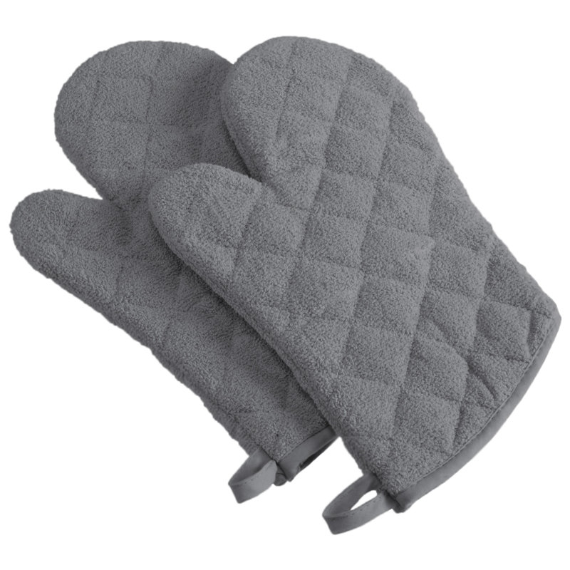 Design Imports Cotton Blend Oven Mitt Set, Light Gray