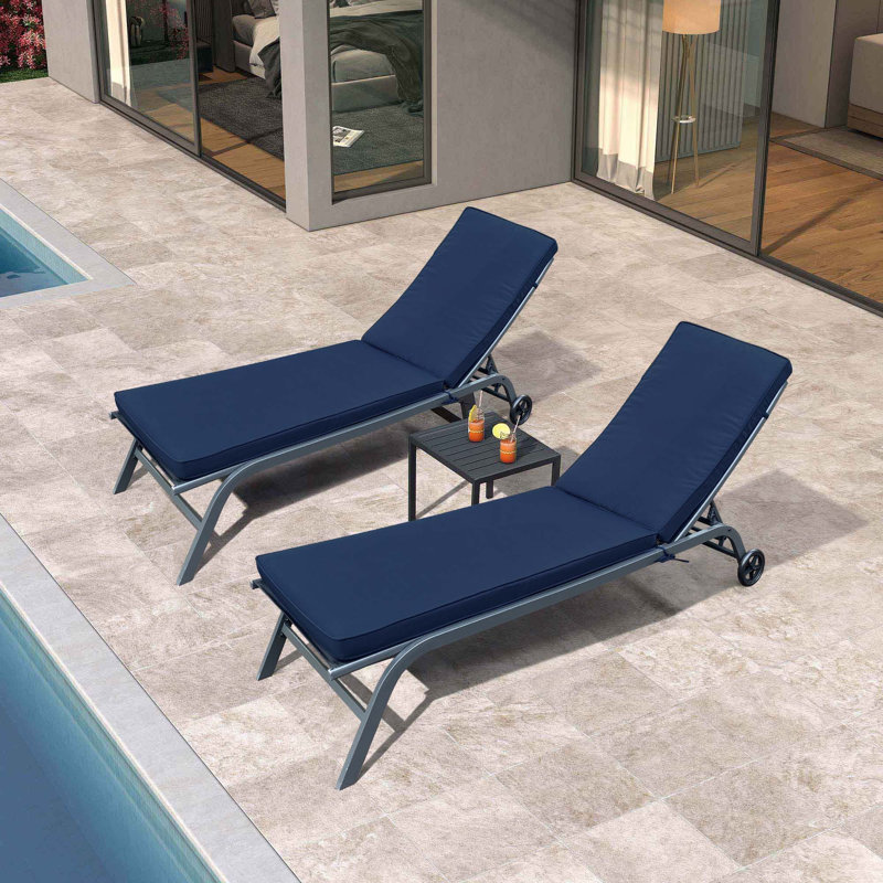2Pcs Set Outdoor Lounge Chair Cushion Replacement Patio Funiture Seat Cushion Chaise Lounge Cushion