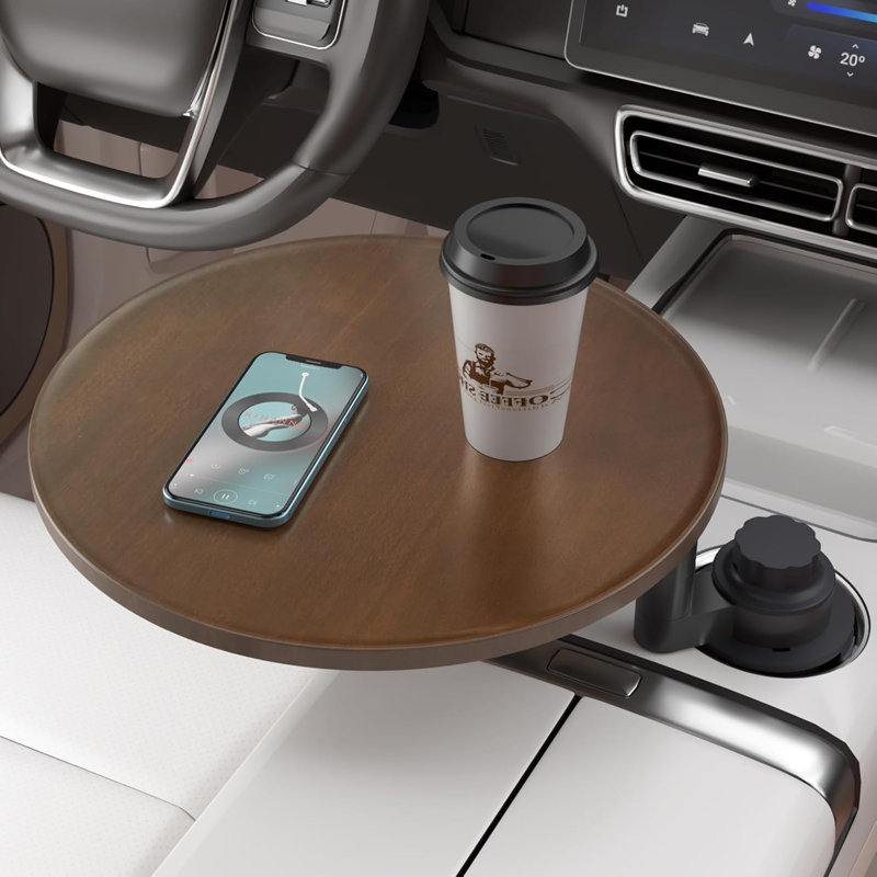 Plateau pour porte-gobelet pivotant à 360 ° - Bureau en bois de bouleau pour ordinateur portable
