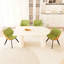 Ensemble de salle à manger 4 pièces style médiéval moderne: table en panneau de fibres à densité moyenne de style crème 63 po et 4 chaises en polyuréthane vert, pieds en métal noir