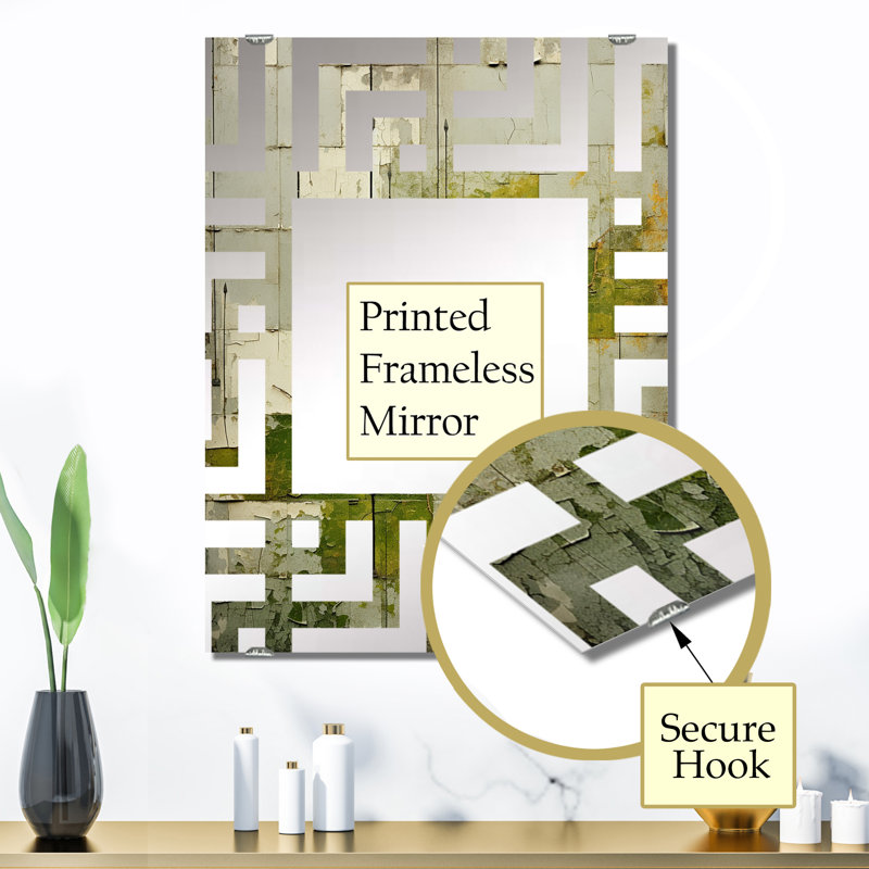Green Eco Friendly Cubic collage I - Solar Panels Accent Mirror, 32" x 24"