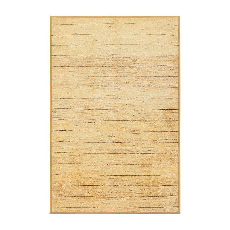 Tapis contemporain jaune clair, Rectangle 5 pi x 8 pi